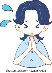Vector illustration of a person desperately apologizing and desperately asking for help