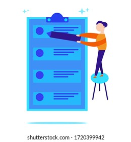 Vector illustration of person to do list