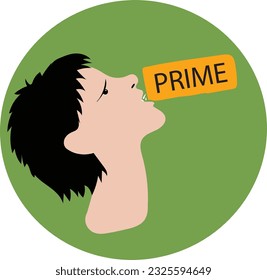 Eine Vektorgrafik einer Person, die eine Dose von Prime Energy Drink trinkt