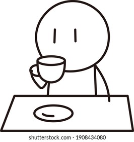 Vector illustration of a person drinking coffee Genderless