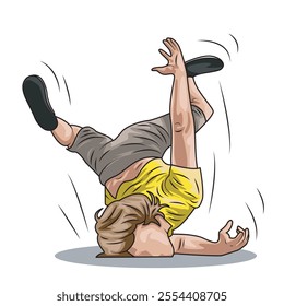 vector illustration of a person falling with his face down