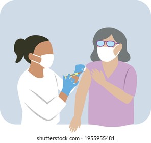 Vector illustration of a person getting vaccinated 