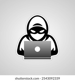 vector illustration of a person or hackers with a laptop