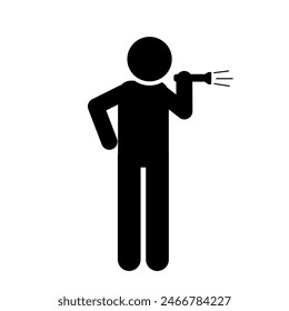 vector illustration of person holding flashlight