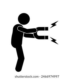 vector illustration of a person holding a magnet