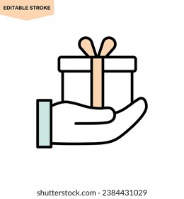 Ilustración vectorial de una persona con un regalo en mano