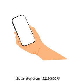 vector illustration of person holding smart phone, hand holding smart phone