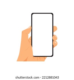 vector illustration of person holding smart phone, hand holding smart phone
