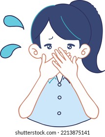 Vector illustration of a person in a hurry after a gaffe