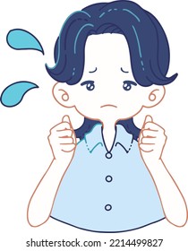 Vector illustration of a person in a hurry worried