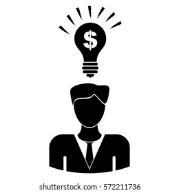 Vector Illustration of Person with Idea Icon in Black
