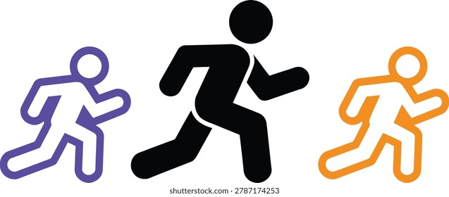Vector illustration of a person jogging with a dynamic motion blur trail in bright colors showing movement and speed.