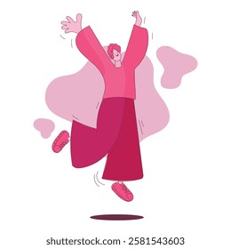 vector illustration of a person is Joyful Jump
