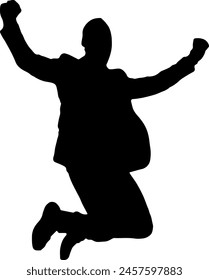 Vector illustration of a person jumping, capturing the action and movement of a dancer, soccer player, and fitness enthusiast in black silhouette.