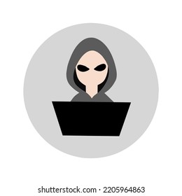 vector illustration of person playing computer using jacket. hacker 