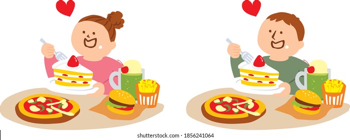 Vector illustration of person with a plump body