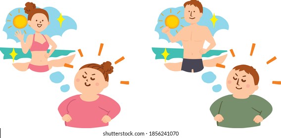 Vector illustration of person with a plump body