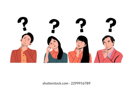 vector illustration of person pose confused expression