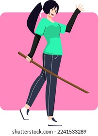 ilustración vectorial de una persona en un combatiente pose