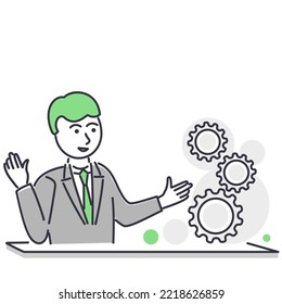 Vector illustration of a person presenting a new project.