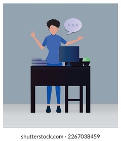Ilustración vectorial de una persona que se presenta al público.