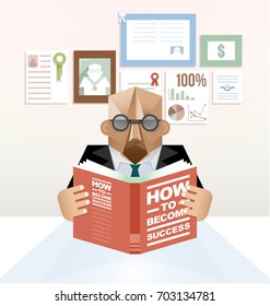 A vector illustration of a person reading a book