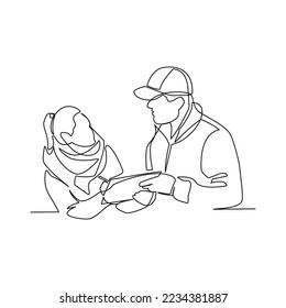 Vector illustration of a person receiving a parcel