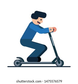 Vector illustration of a person riding e-scooter joyfully