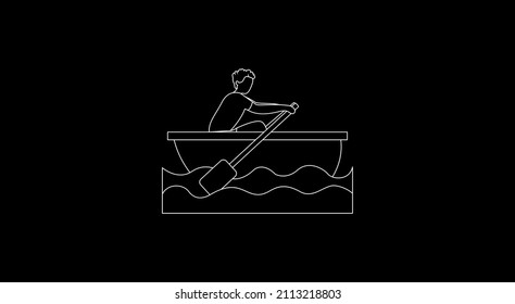Vector illustration of a person rowing a boat
