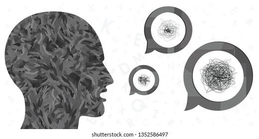 vector illustration of person saying bad words and angry comments visual