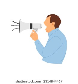 vector illustration of a person screaming with a loudspeaker  megaphone