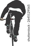 Vector illustration of a person seen from behind riding a fixed gear bicycle. Minimalist and stylish, perfect for concepts related to city commuting, fixed gear culture, or healthy urban lifestyle.

