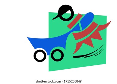 Vector illustration A person with a shopping cart icon
