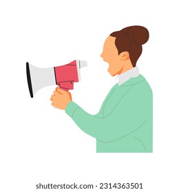 ilustración vectorial de una persona gritando a través de un megáfono, altavoz