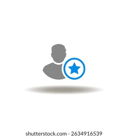Vector illustration of person with star. Symbol of ideal customer.