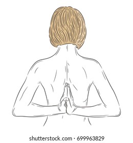 Vector Illustration With Person Suffering From Pain In The Back. Yoga Asanas For Healthy Back.