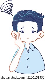 Vector illustration of a person suffering from skin problems