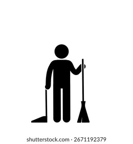 Vektorgrafik von Person Kehrboden zu Hause