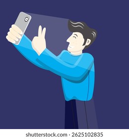 Ilustración vectorial de una persona tomando un selfie