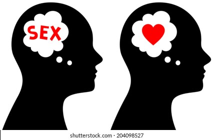 Vector illustration of person thinking about sex and love