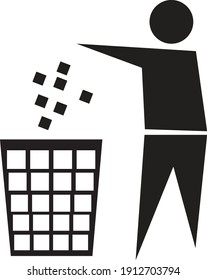 vector illustration of a person throwing trash icon