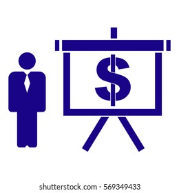 Vektorgrafik von Person vs Dollar Symbol auf Blau
