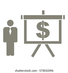 Vector Illustration of Person vs Dollar Icon in Gray
