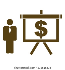 Vector Illustration of Person vs Dollar Icon in Brown
