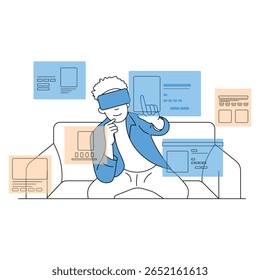 Vector illustration Person Wearing AR Glasses