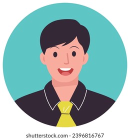 Vector illustration of a person wearing a black work shirt and yellow tie, depicting the attire of a professional in a flat design style