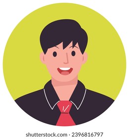 Vector illustration of a person wearing a black work shirt and red tie, depicting the attire of a professional in a flat design style