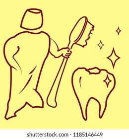 vector illustration. persona - a tube of toothpaste guarantees the durability of tooth enamel. health of teeth. preventive examination of teeth, healthy teeth - fresh breath.