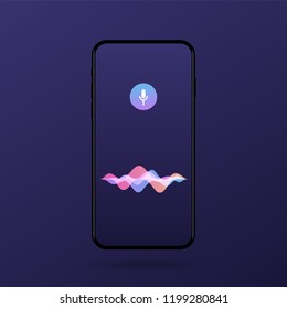 Vector illustration personal assistant and voice recognition on mobile app. For website and mobile website development. Eps 10.