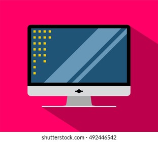 Vector Illustration Of A Personal Computer. Flat Design.